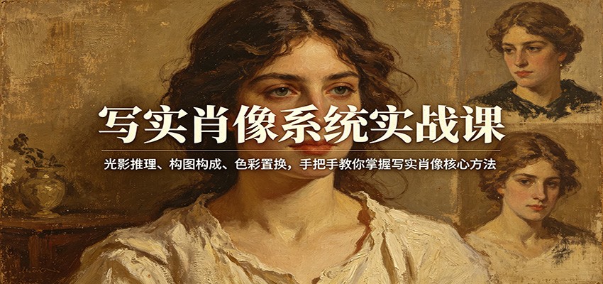 写实肖像系统实战课：光影推理、构图构成、色彩置换，手把手教你掌握写实肖像核心方法-课程网