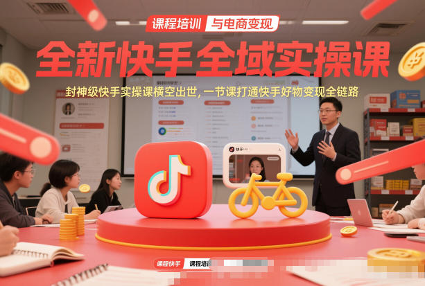 全新快手全域实操课，封神级快手实操课横空出世，一节课打通快手好物变现全链路-课程网