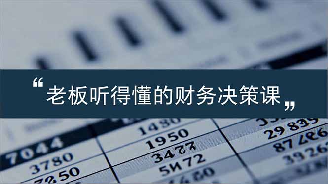 老板能听得懂的财务决策课，报表解读、数据洞察、风险识别，用财务驱动业务增长-课程网