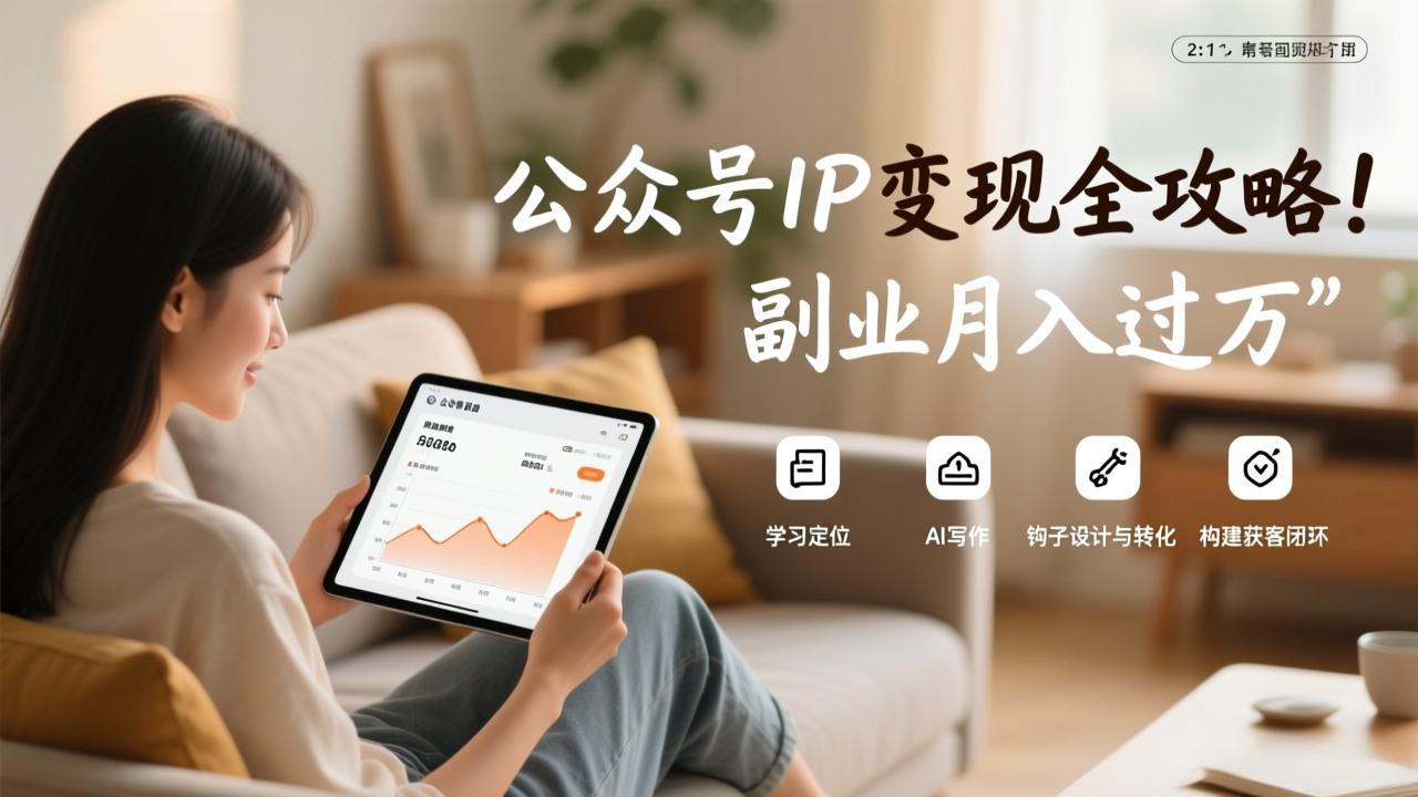 公众号IP变现全攻略，学习定位、AI写作、钩子设计与转化，构建获客闭环，副业月入过万-课程网