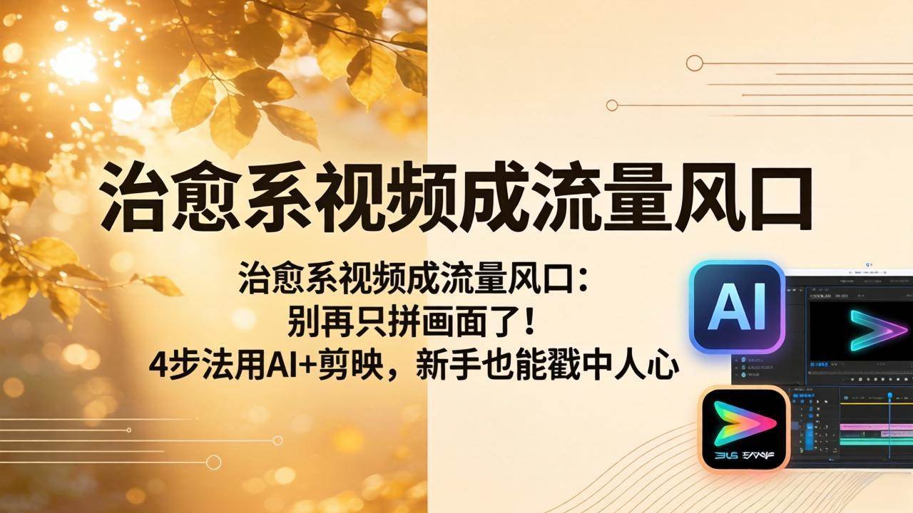 （18219期）治愈系视频成流量风口：别再只拼画面了！4步法用AI+剪映，新手也能戳中人心-课程网