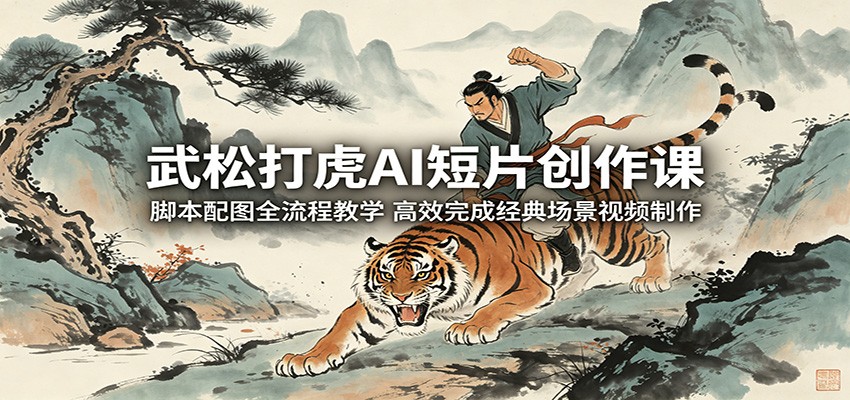 武松打虎AI短片创作课：脚本配图全流程教学，高效完成经典场景视频制作-课程网