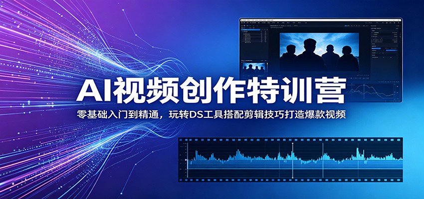 AI视频创作特训营：零基础入门到精通，玩转DS工具搭配剪辑技巧打造爆款视频-课程网