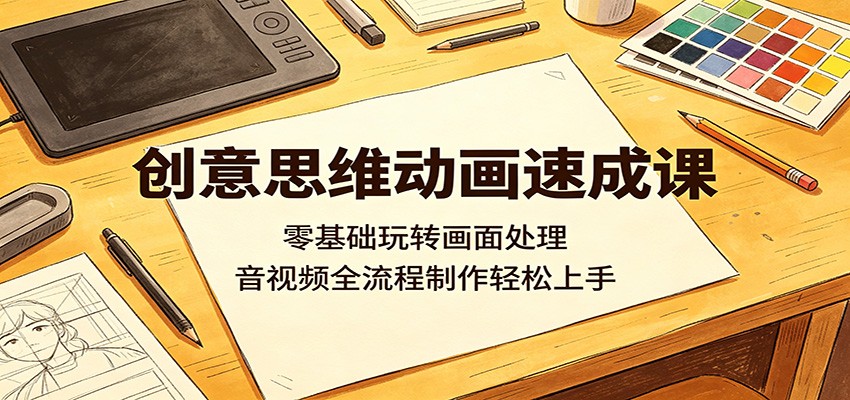 创意思维动画速成课：零基础玩转画面处理，音视频全流程制作轻松上手-课程网