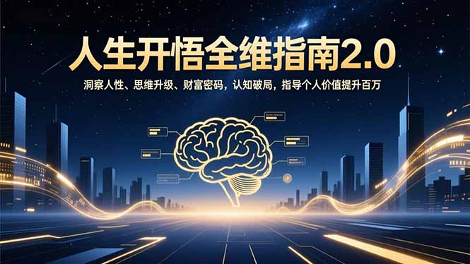 人生开悟全维指南2.0：洞察人性、思维升级、财富密码，认知破局，指导个人价值提升百万-课程网