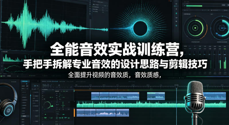全能音效实战训练营，手把手拆解专业音效的设计思路与剪辑技巧，全面提升视频的音效质感-课程网