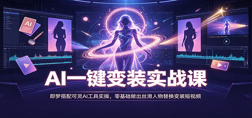 AI一键变装实战课：即梦搭配可灵AI工具实操，零基础做出丝滑人物替换变装短视频-课程网