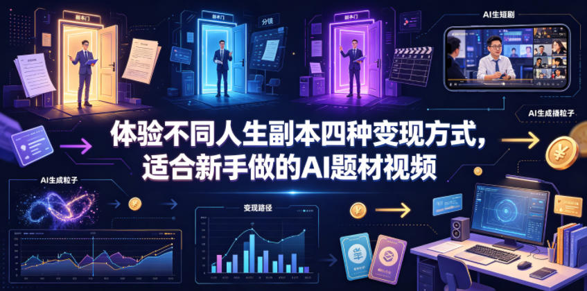 体验不同人生副本四种变现方式，适合新手做的AI题材视频-课程网