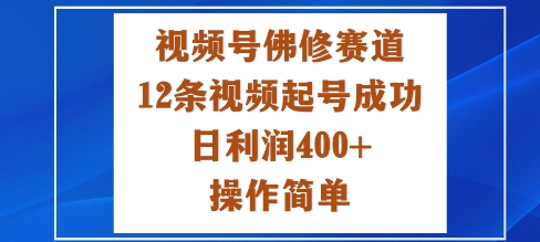 视频号佛修赛道新玩法，12条视频起号成功，日利润4张+，操作简单-课程网