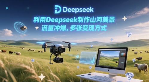 利用Deepseek制作山河美景，流量冲爆，多张变现方式-课程网