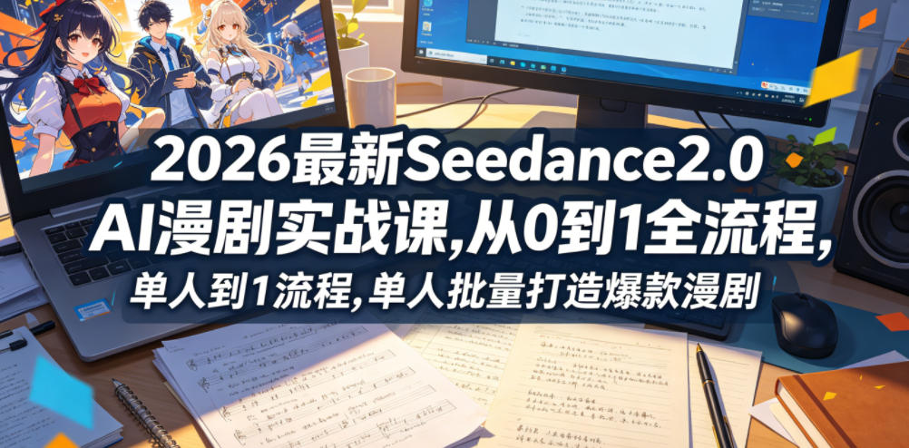 2026最新Seedance2.0 AI漫剧实战课,，从0到1全流程，单人批量打造爆款漫剧-课程网