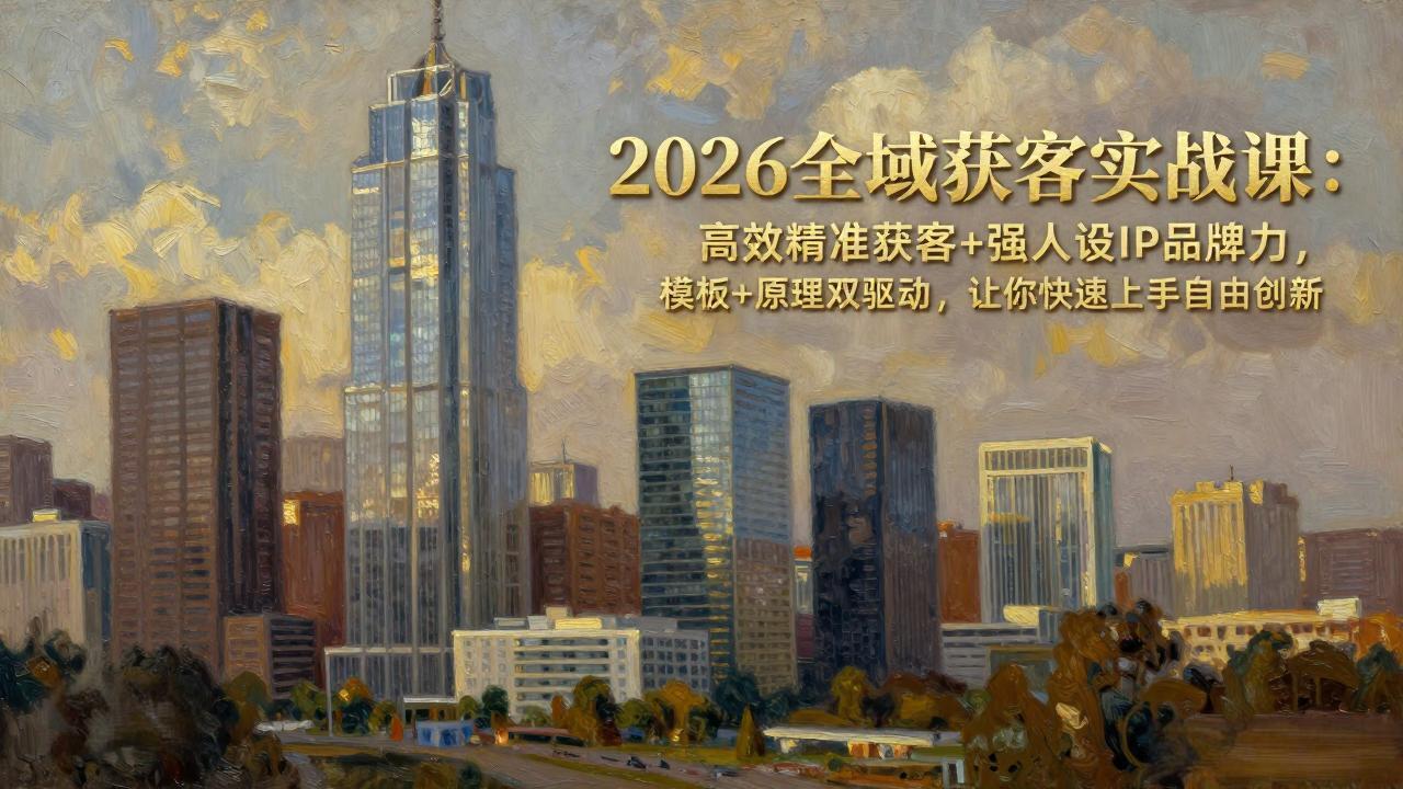 2026全域获客实战课：高效精准获客+强人设IP品牌力，模板+原理双驱动，让你快速上手自由创新-课程网