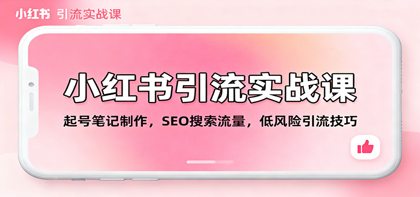 小红书引流实战课：起号笔记制作，SEO搜索流量，低风险引流技巧-课程网