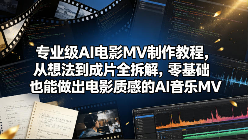 专业级AI电影MV制作教程，从想法到成片全拆解，零基础也能做出电影质感的AI音乐MV-课程网