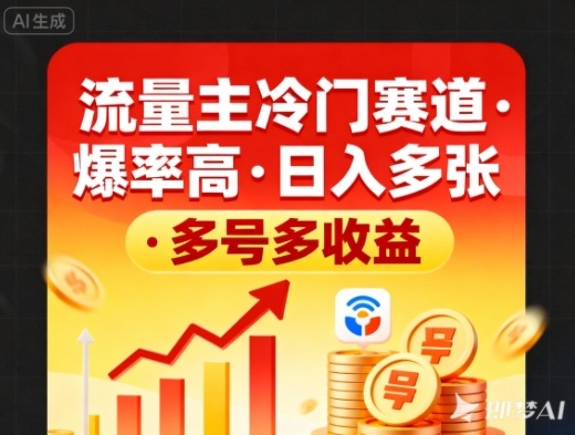 流量主冷门赛道，爆率高，日入多张，多号多收益-课程网