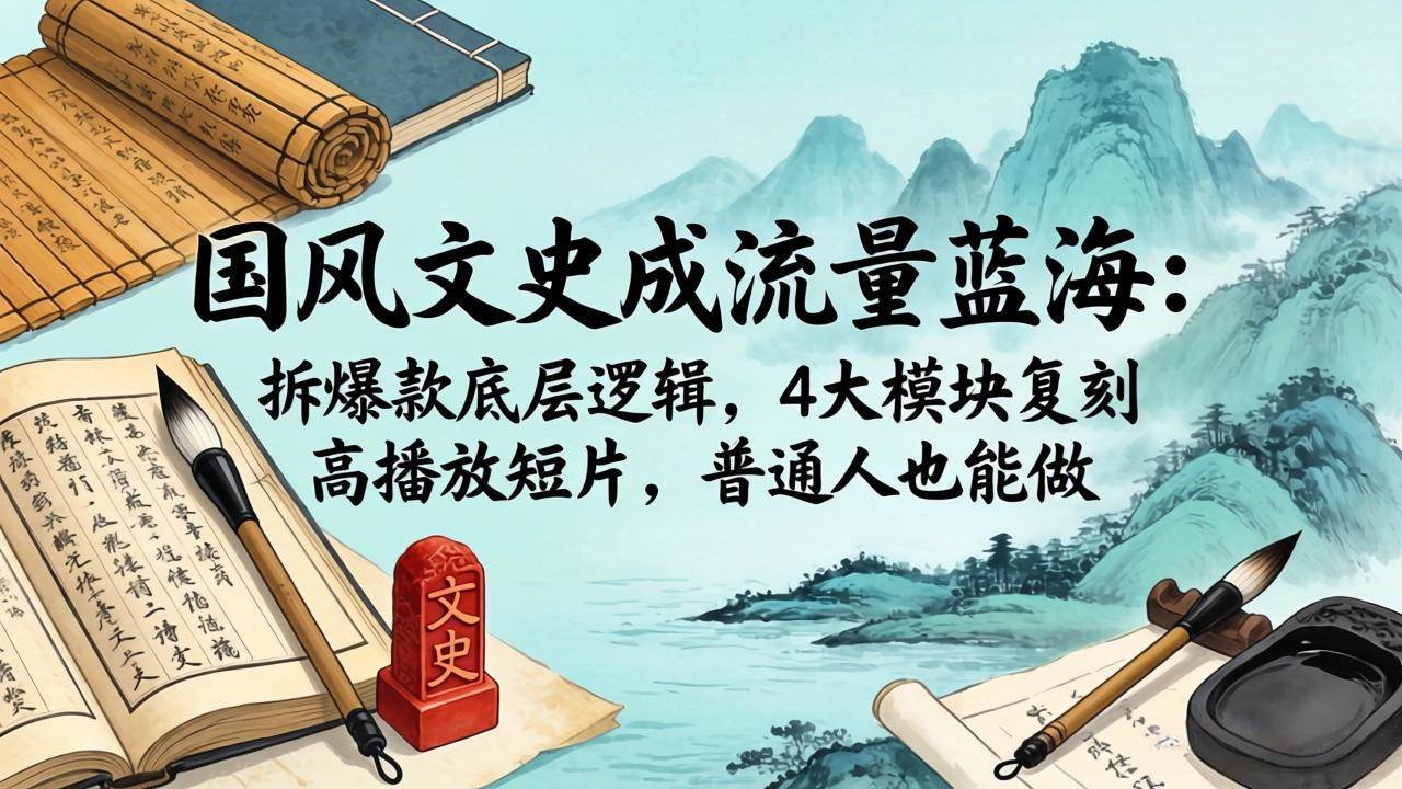（18227期）国风文史成流量蓝海：拆爆款底层逻辑，4大模块复刻高播放短片，普通人也能做-课程网