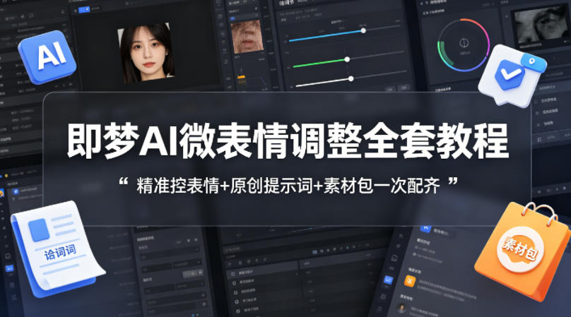 即梦AI微表情调整全套教程，精准控表情+原创提示词+素材包一次配齐-课程网