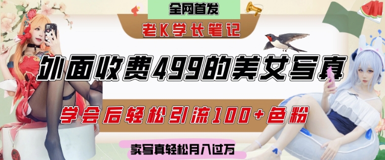外面收费499的美女写真制作技术，学会后轻松引流S粉变现，日引100+S粉，轻松月入过W-课程网