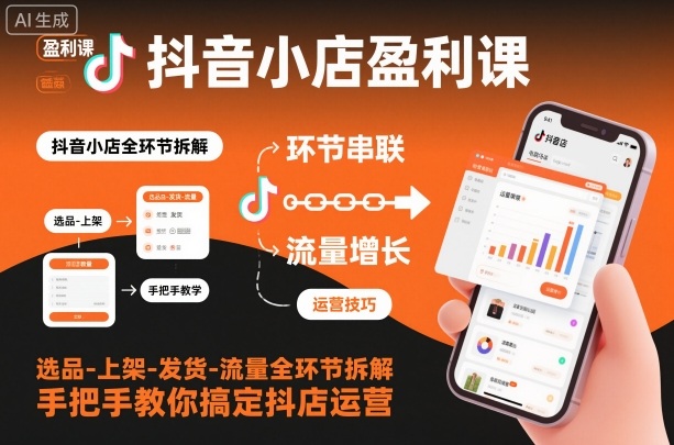 抖音小店盈利课-选品-上架-发货-流量全环节拆解，手把手教你搞定抖店运营-课程网