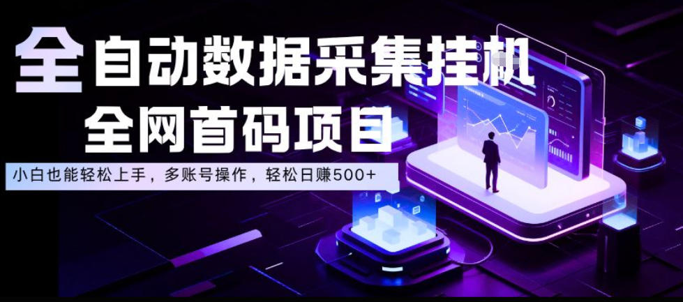 全自动数据采集挂G，全网首码项目，简单易操作，小白也能轻松上手，多账号操作，轻松日入500+【揭秘】-课程网