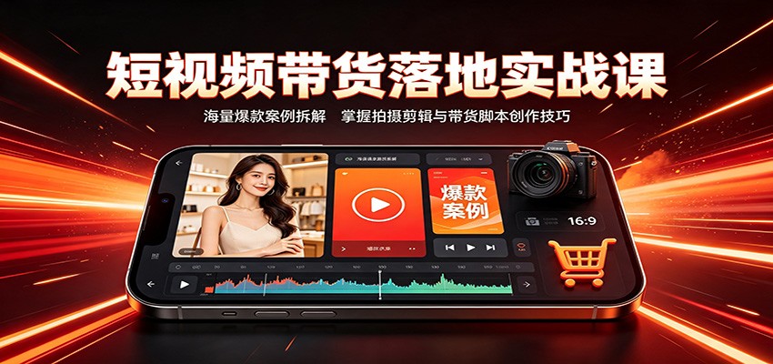 短视频带货落地实战课：海量爆款案例拆解，掌握拍摄剪辑与带货脚本创作技巧-课程网