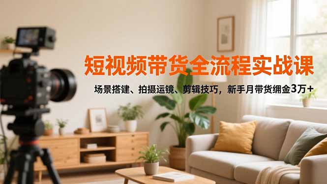 短视频带货全流程实战课，场景搭建、拍摄运镜、剪辑技巧，新手月带货佣金3万+-课程网