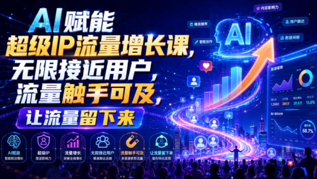 AI赋能超级IP流量增长课，无限接近用户，流量触手可及，让流量留下来-课程网