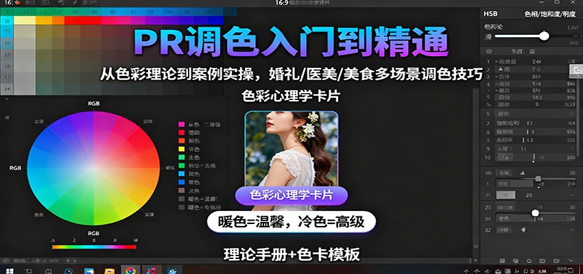 PR调色入门到精通：从色彩理论到案例实操，婚礼/医美/美食多场景调色技巧-课程网