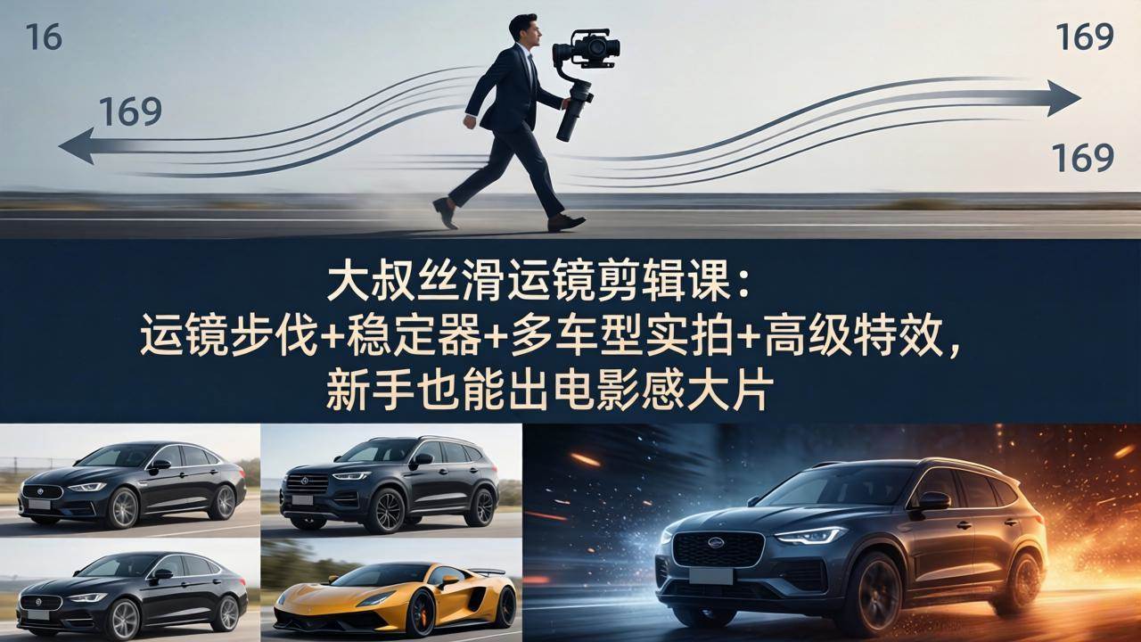 （18004期）大叔丝滑运镜剪辑课：运镜步伐+稳定器+多车型实拍+高级特效，新手也能出电影感大片-课程网