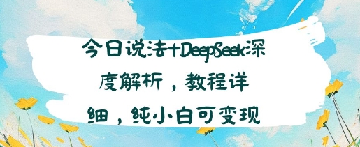 今日说法+DeepSeek深度解析，教程详细，纯小白可变现-课程网