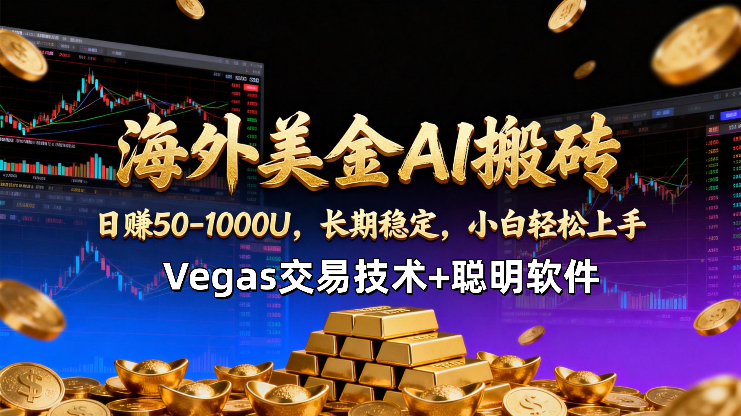 【海外美金AI搬砖】Vegas交易技术+聪明软件，日赚50-1000U，长期稳定，小白轻松上手。-课程网