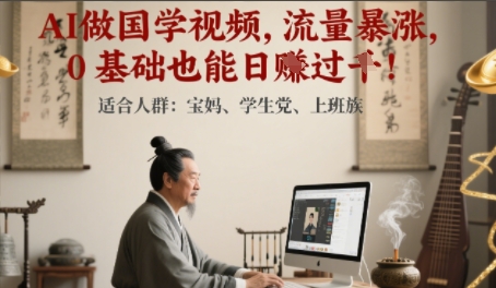 AI做国学视频，流量暴涨 ，0 基础也能日入多张-课程网