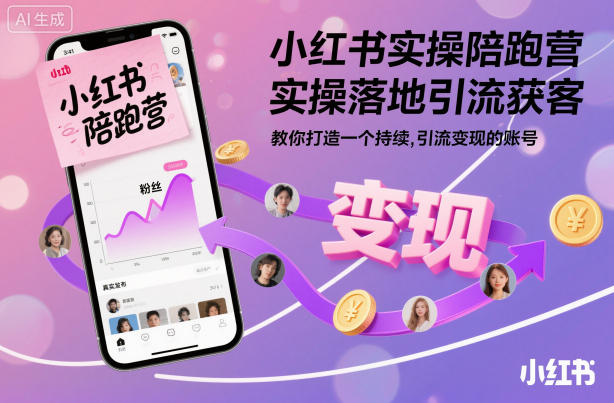 小红书实操陪跑营，实操落地引流获客，教你打造一个持续引流变现的账号-课程网