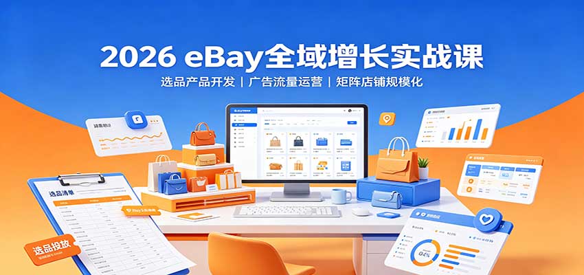 2026 eBay全域增长实战课：选品产品开发，广告流量运营，矩阵店铺规模化-课程网