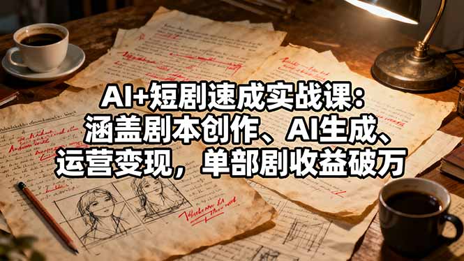 AI+短剧速成实战课：涵盖剧本创作、AI生成、运营变现，单部剧收益破万-课程网
