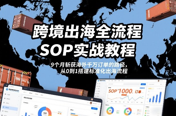 跨境出海全流程全盘托出SOP实战教程，9个月斩获海外千万订单的路径，从0到1搭建标准化出海流程-课程网