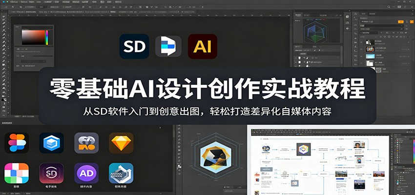零基础AI设计创作实战教程：从SD软件入门到创意出图，轻松打造差异化自媒体内容-课程网