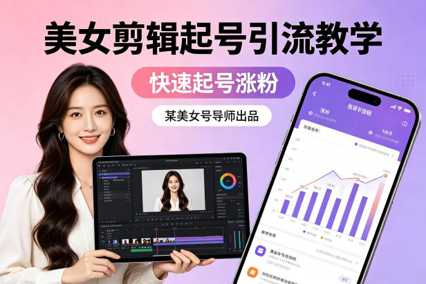 某美女号导师出品：美女剪辑起号引流教学，快速起号涨粉-课程网