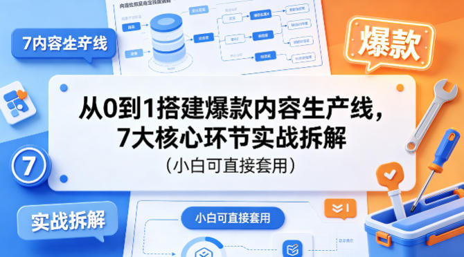 从0到1搭建爆款内容生产线，7大核心环节实战拆解（小白可直接套用）-课程网