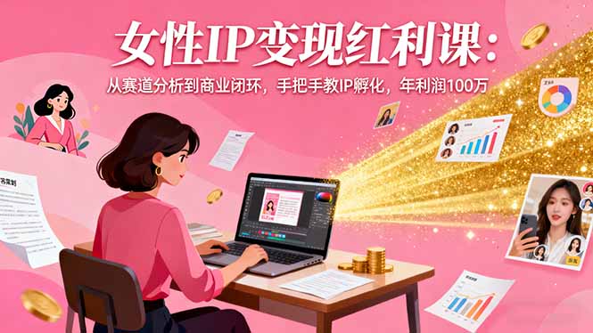 女性IP变现红利课：从赛道分析到商业闭环，手把手教IP孵化，年利润100万-课程网
