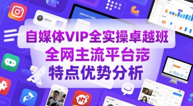 自媒体VIP全实操卓越班，全网主流平台特点优势分析-课程网