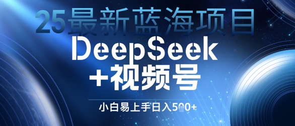 25最新蓝海项目DeepSeek+视频号，小白易上手日入几张-课程网