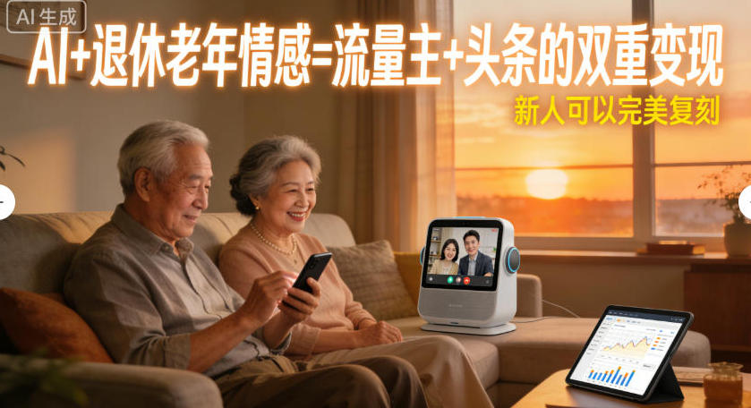 AI+退休老年情感=流量主+头条的双重变现，新人可以完美复刻-课程网
