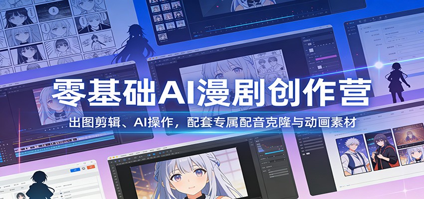零基础AI漫剧创作营：出图剪辑、AI操作，配套专属配音克隆与动画素材-课程网