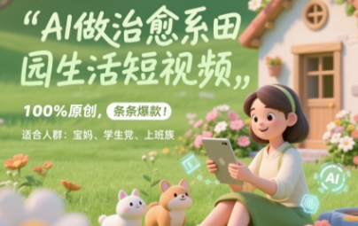 AI做治愈系田园生活短视频，100%原创，条条爆款，无脑矩阵， 适合小白-课程网