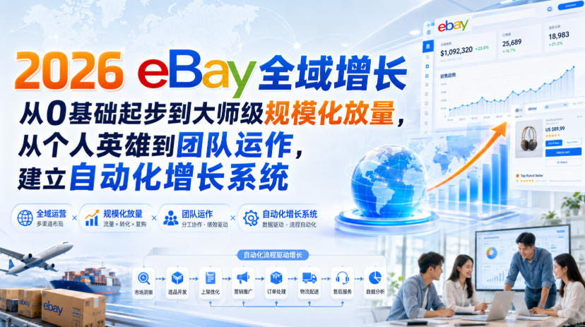 2026 eBay全域增长，从0基础起步到大师级规模化放量，从个人英雄到团队运作，建立自动化增长系统-课程网