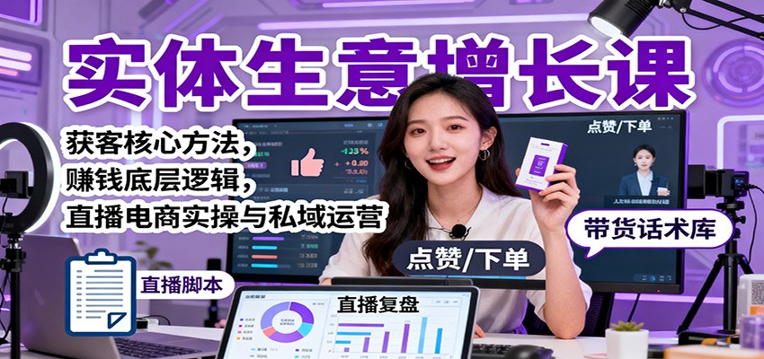 实体生意增长课：获客核心方法，赚钱底层逻辑，直播电商实操与私域运营-课程网