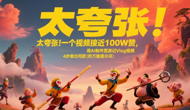 太夸张！一个视频接近100W赞，用AI制作西游记Vlog视频，全流程拆解来了(附万能提示词)-课程网