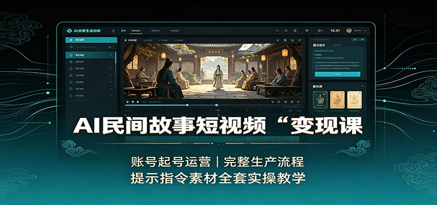 AI民间故事短视频变现课：账号起号运营，完整生产流程，提示指令素材全套实操教学-课程网