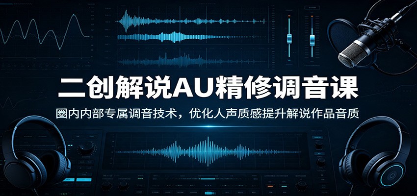二创解说AU精修调音课：圈内内部专属调音技术，优化人声质感提升解说作品音质-课程网